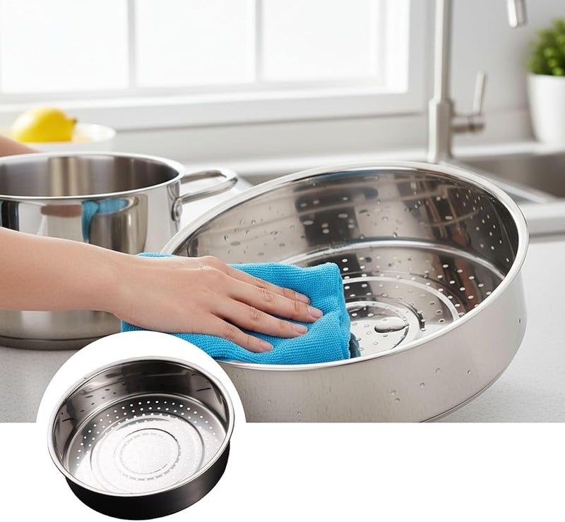 رف سيلفير ستانلس ستيل لطهي الأرز وحامل البخار مقاس 22.5 × 22.5 × 5 سم لتوزيع حراري متساوي - Image 4