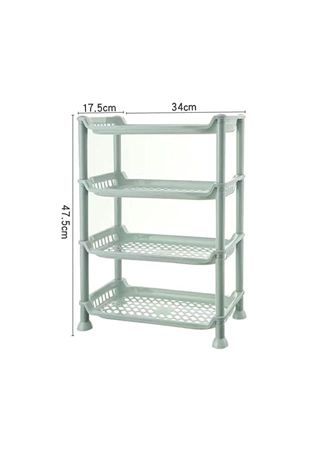 راكسوم منظم تخزين الحمام من البلاستيك رف بلاستيكي قابل للتعديل بطبقات ارتفاع منظم المكياج رف تخزين التوابل رف تخزين سهل التجميع (أخضر نعناعي) - Image 4