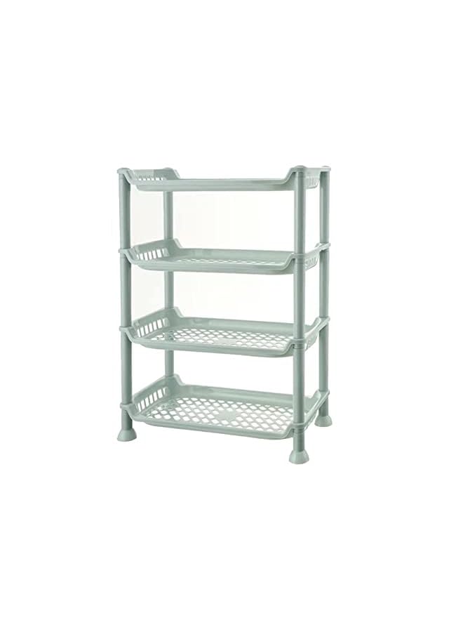 راكسوم منظم تخزين الحمام من البلاستيك رف بلاستيكي قابل للتعديل بطبقات ارتفاع منظم المكياج رف تخزين التوابل رف تخزين سهل التجميع (أخضر نعناعي) - Image 2