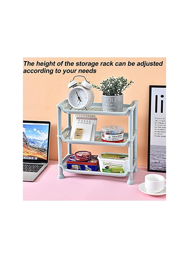 راكسوم منظم تخزين الحمام من البلاستيك رف بلاستيكي قابل للتعديل بطبقات ارتفاع منظم المكياج رف تخزين التوابل رف تخزين سهل التجميع (أخضر نعناعي) - Image 5