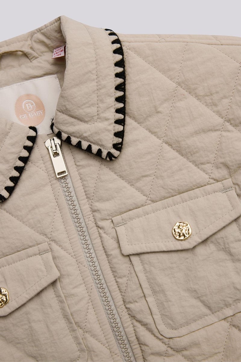 GB Baby Baby Girl Beige Jacket - Image 3