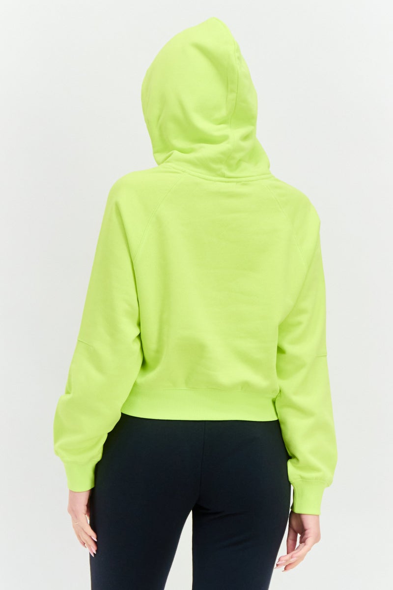 ESPRIT Women Hood Neck Brand Logo Hoodie, Lime - Image 3