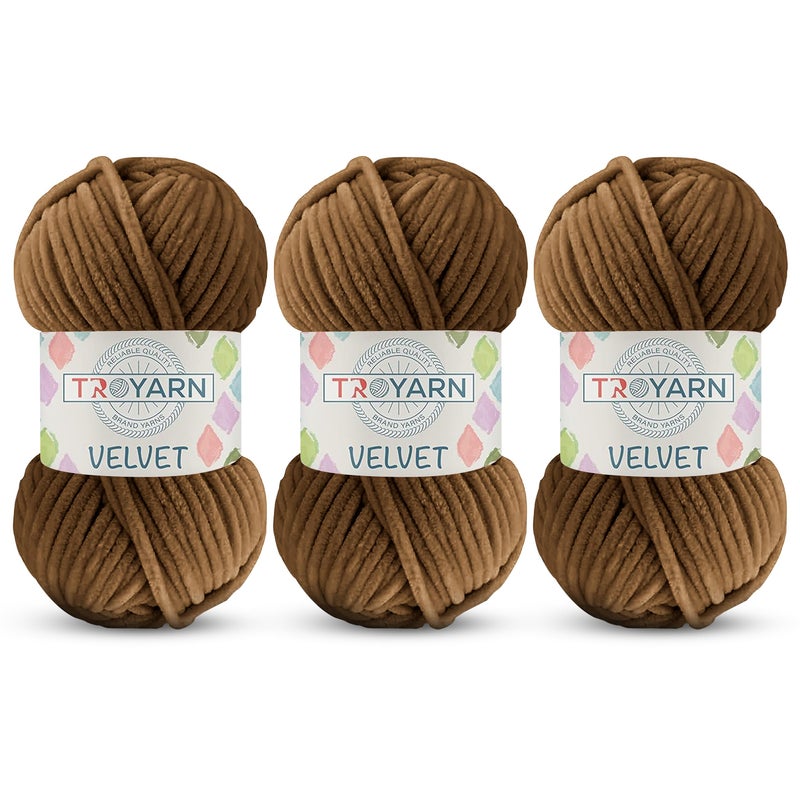 3 Pack Velvet Yarn for Crocheting  Chenille Yarn 132 Yards Amigurumi Yarn Fluffy Yarn Plush Yarn Baby Blanket Yarn for Crocheting Size 6