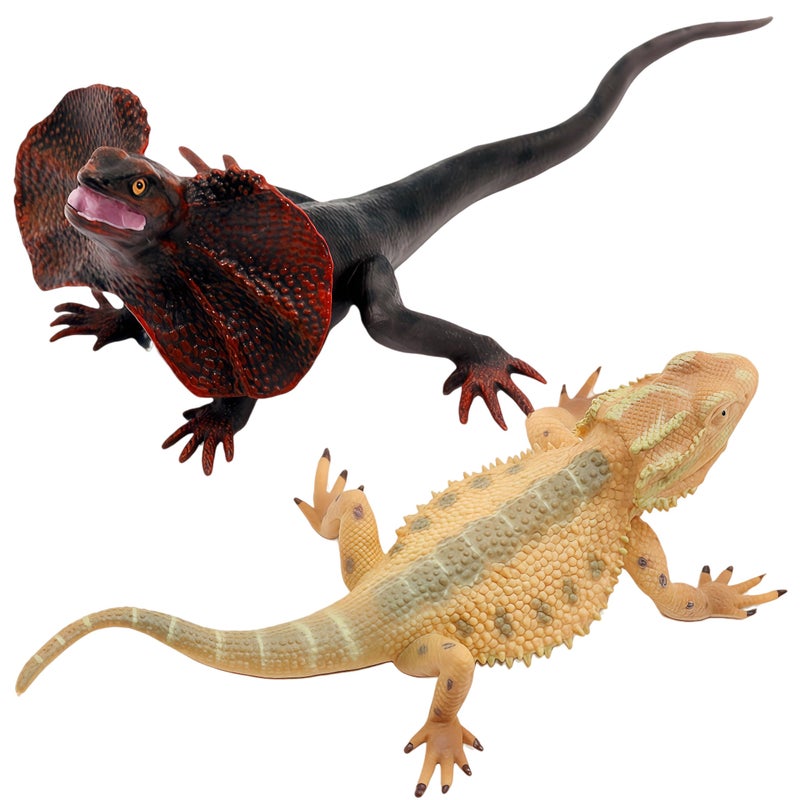 Gemini&Genius GeminiGenius Lizard Toys Bearded Dragon Lizard Figures Prank Props Gift Scary Playset Funny Cake Topper for KidsHand Paintedwith Chameleon Reptile Animal Toys2Pcs - Image 3