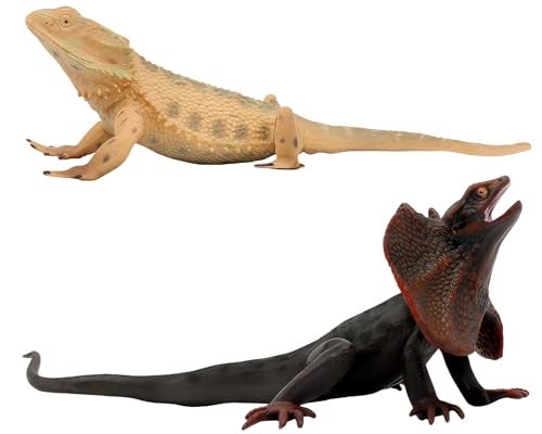 Gemini&Genius GeminiGenius Lizard Toys Bearded Dragon Lizard Figures Prank Props Gift Scary Playset Funny Cake Topper for KidsHand Paintedwith Chameleon Reptile Animal Toys2Pcs - Image 5