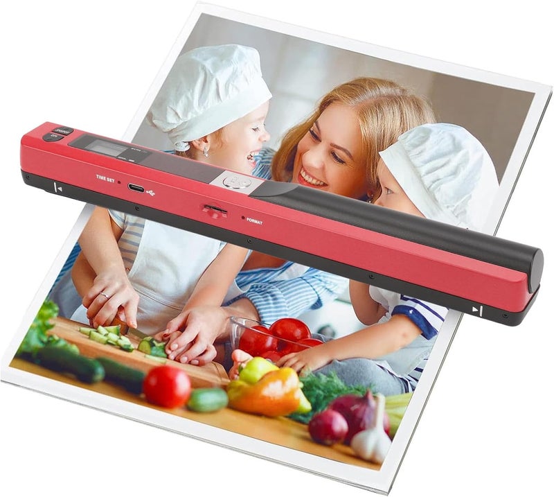 Zunate Portable A4 Handheld Scanner, 900 DPI USB Document, Photo Scanner with Offline Mode, Handheld Image Scanne for Home and Office (Red) - Image 1