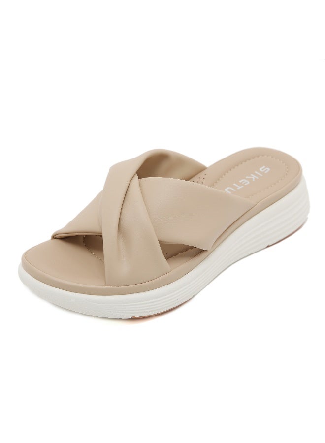 NIBEMINENT Summer  The Season Women's Casual Thick-Heeled Outdoor Sandals Cross Band Slippers Leisure Style Adult  - Image 1