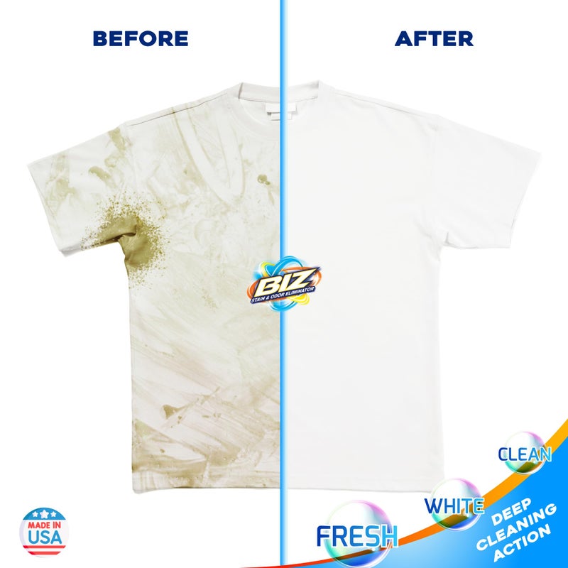 Biz Laundry Detergent Powder, Stain and Odor Eliminator for Tough Stains Like Grass Sweat and Chocolate, Powder Laundry Detergent with 4 Stain Fighters, Color Safe, Unscented, 2 Pack, 75 Oz Total - Image 4