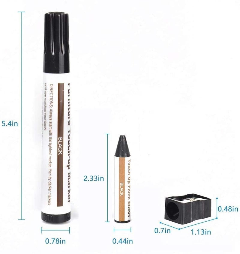 SEISSO Furniture Markers Touch Up - 17PCS Furniture Repair Kit, 8 Colors Wood Markers and Wax Sticks with Sharpener Kit Used for Stains, Scratch, Wood Floors, Stains, Tables, Desks, and Cover Ups - Image 3