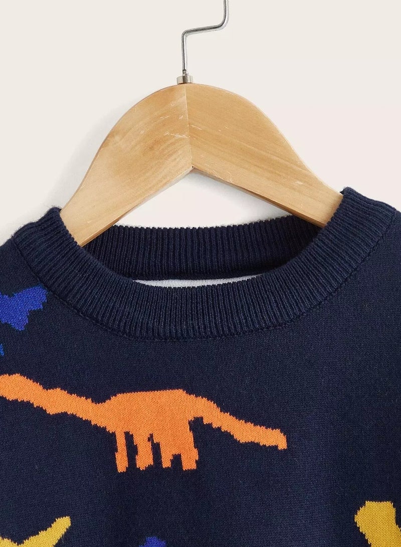 Toddler Boys Cartoon Dinosaur Pattern Sweater - Image 4