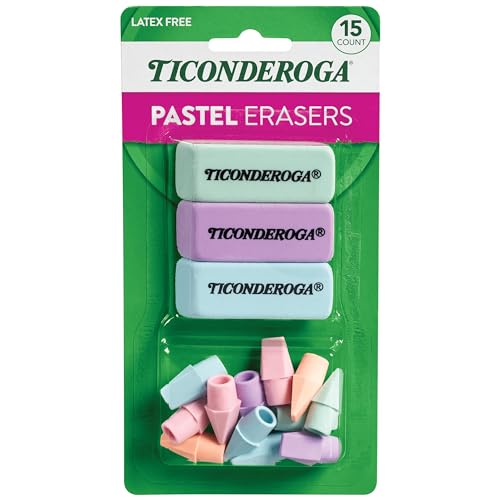 Ticonderoga Assorted Erasers, Pastel Colors, 15 Count - Image 1