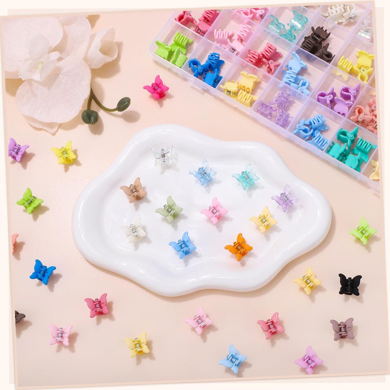 Obeoby 128 Pcs Mini Butterfly Hair Claw Clips, Toddler Baby Girl Hair Clips - Cute Hair Accessories Holiday Birthday Gifts (32 Colors) - Image 4