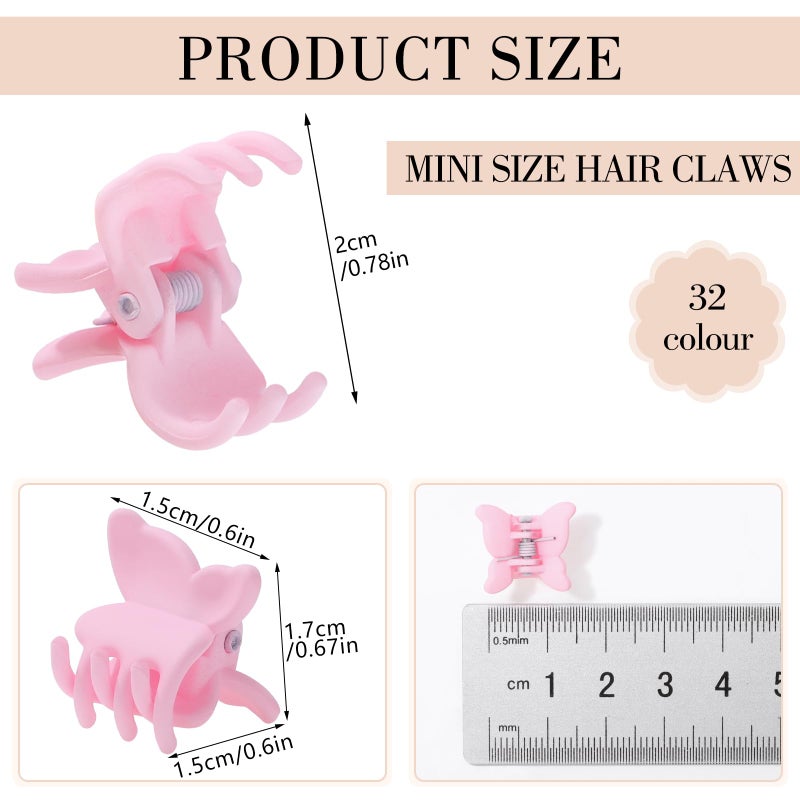 Obeoby 128 Pcs Mini Butterfly Hair Claw Clips, Toddler Baby Girl Hair Clips - Cute Hair Accessories Holiday Birthday Gifts (32 Colors) - Image 2