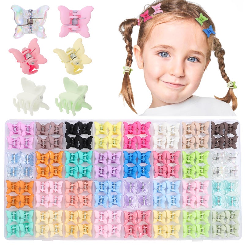 Obeoby 128 Pcs Mini Butterfly Hair Claw Clips, Toddler Baby Girl Hair Clips - Cute Hair Accessories Holiday Birthday Gifts (32 Colors) - Image 1