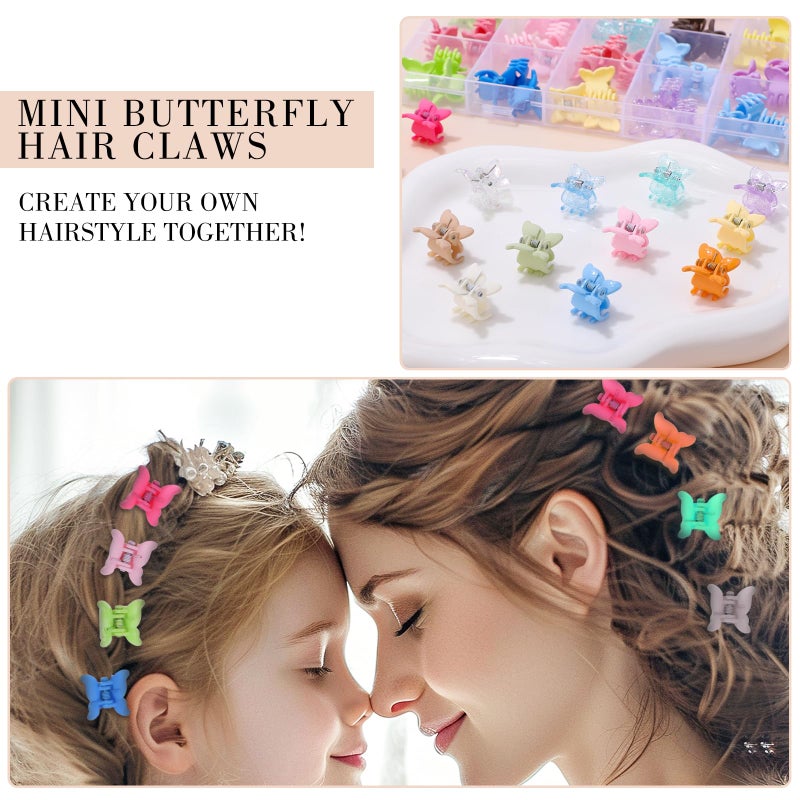 Obeoby 128 Pcs Mini Butterfly Hair Claw Clips, Toddler Baby Girl Hair Clips - Cute Hair Accessories Holiday Birthday Gifts (32 Colors) - Image 3