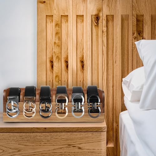 MinBoo Acacia Wood Belt Organizer Box,6 Grids Belt Rack for Closet and Drawer, Belt Storage Organizer and Displayer for Men Women - Image 5