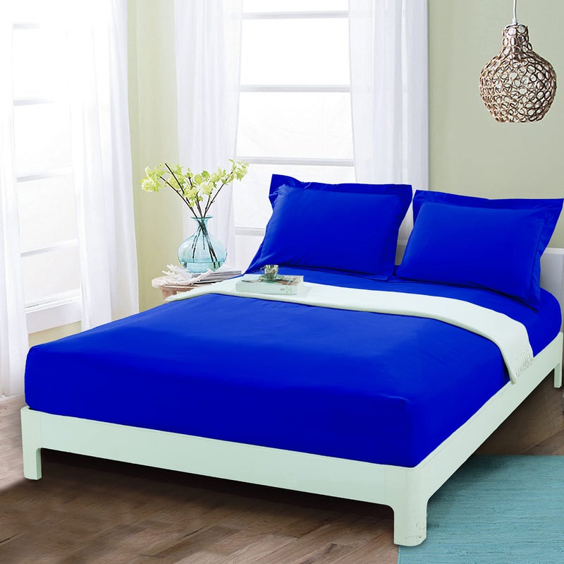Mocassi Full Fitted Sheet  Deep Pocket Cooling Sheets up to 16 inch  Hotel Luxury 1800 Premier  Softest Sheets  Wrinkle Resistant  1 Single Bottom Fitted Sheet Full Imperial Blue