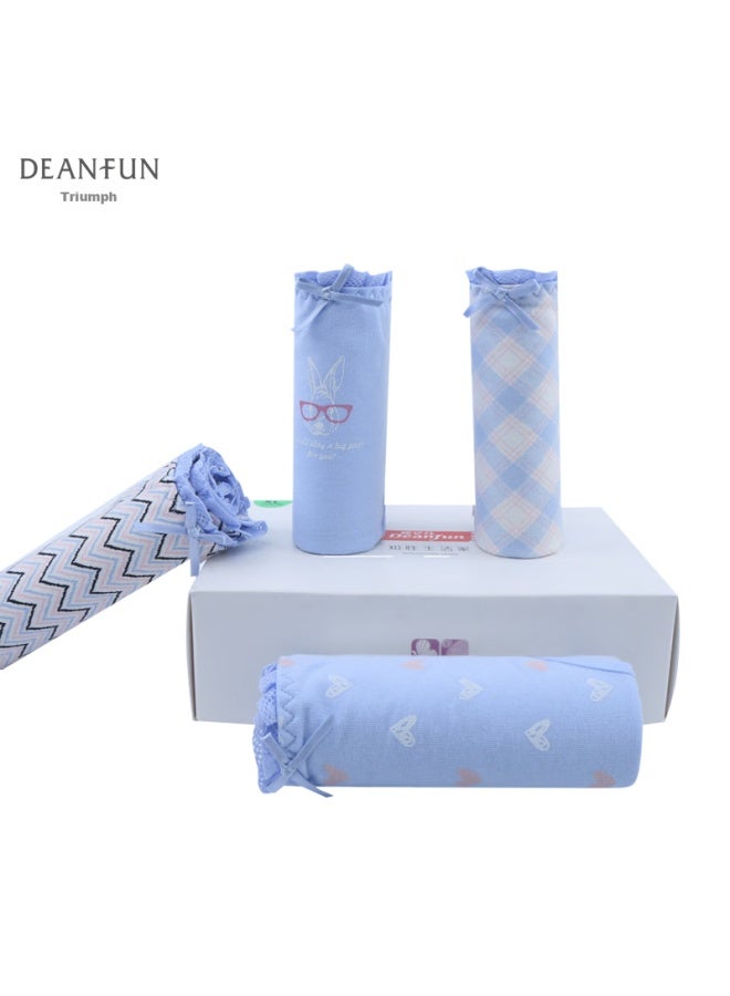 Deanfun Women's Mid-rise Cotton Sweetheart Teenage Girl Series Printed Comfortable Triangle Women's Shorts 4-pack Gift Box D M - Image 2