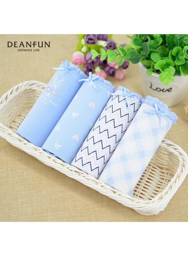 Deanfun Women's Mid-rise Cotton Sweetheart Teenage Girl Series Printed Comfortable Triangle Women's Shorts 4-pack Gift Box D M - Image 5