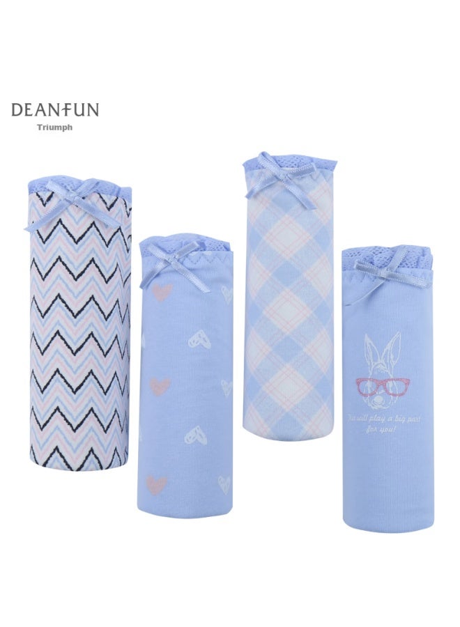 Deanfun Women's Mid-rise Cotton Sweetheart Teenage Girl Series Printed Comfortable Triangle Women's Shorts 4-pack Gift Box D M - Image 4
