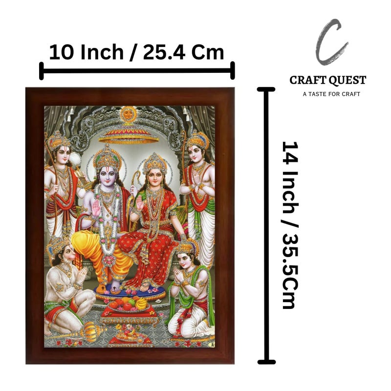 Craft Quest Shree Ram Darbar Sparkle Coated Framed Home Decorative Gift Item Painting 14 X 10 Inches MulticolourReligious - Image 2