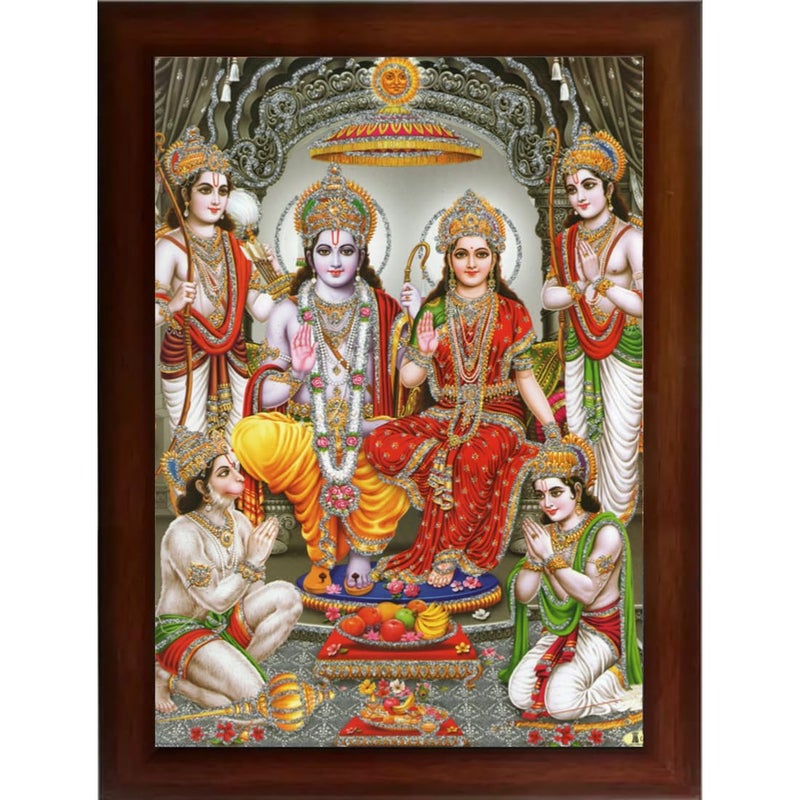 Craft Quest Shree Ram Darbar Sparkle Coated Framed Home Decorative Gift Item Painting 14 X 10 Inches MulticolourReligious - Image 1