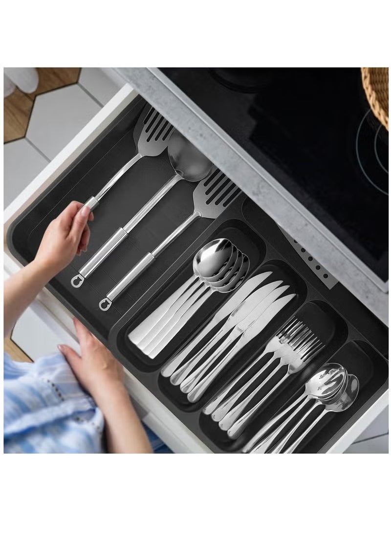 Generic - Expandable Adjustable Cutlery Drawer Organizer, Utensil Kinfe Trayanna, Silverware and Flatware Holder, Closet Cutlery Tray for Spoons Forks Knives - Image 1