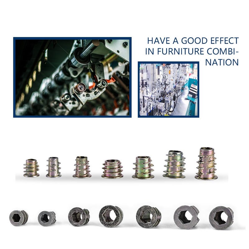 70PCS Zinc Alloy Threaded Inserts Wear Resistant Hex Drive Furniture Nuts for Plywood Fiberboard - Image 3