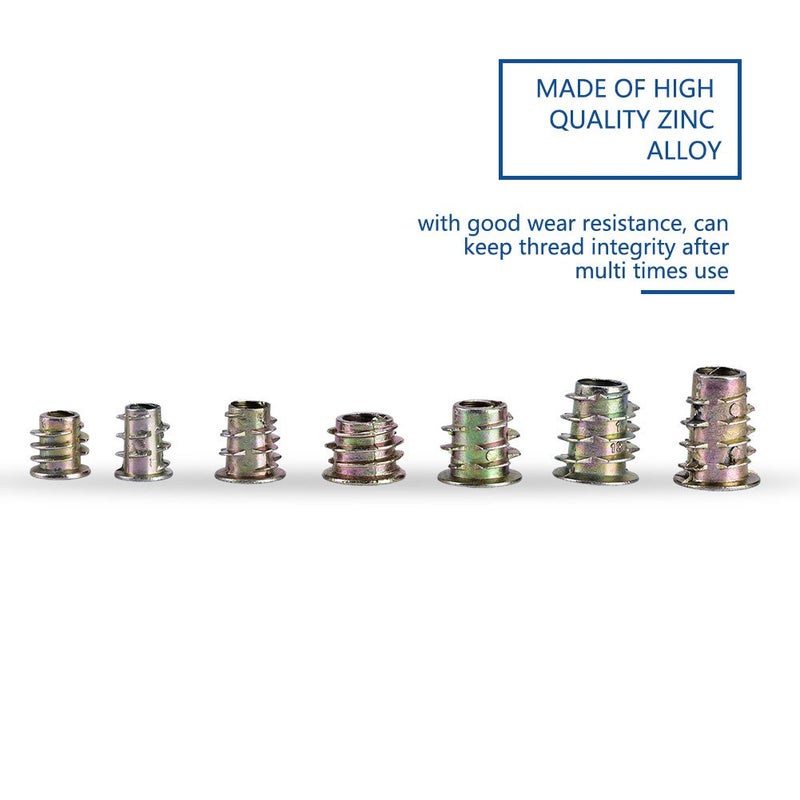 70PCS Zinc Alloy Threaded Inserts Wear Resistant Hex Drive Furniture Nuts for Plywood Fiberboard - Image 4
