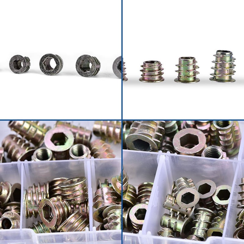 70PCS Zinc Alloy Threaded Inserts Wear Resistant Hex Drive Furniture Nuts for Plywood Fiberboard - Image 5