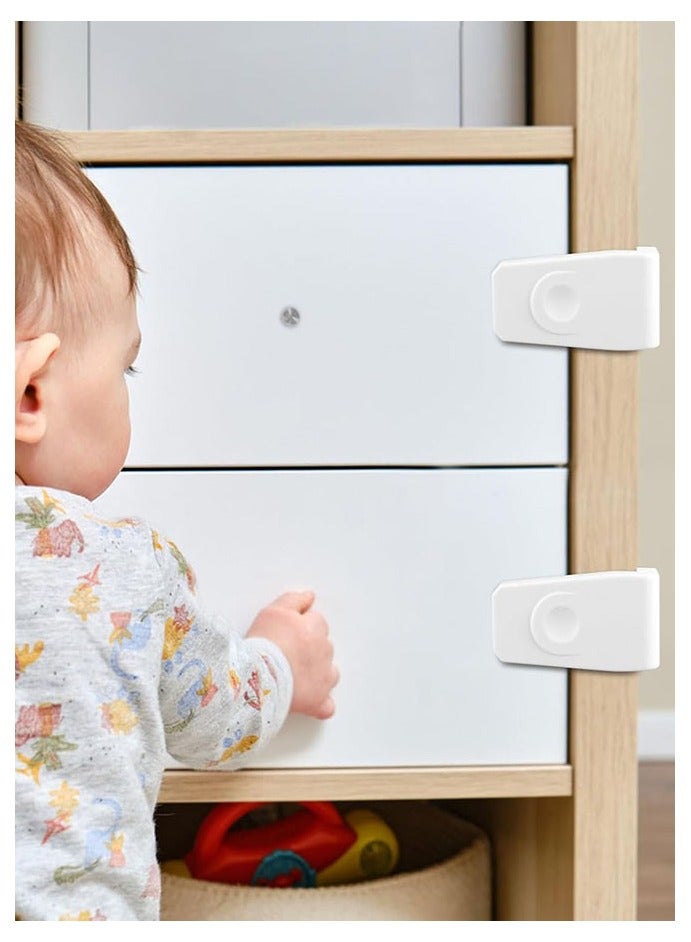 Captaintech Cabinet Locks for Babies, 4 PCS Child Proof Cabinet Locks Child Safety Locks for Cabinets Baby Proofing Angle Type Drawer Locks Latches with Strong Adhesive for Drawers Doors Cabinets, White - Image 5