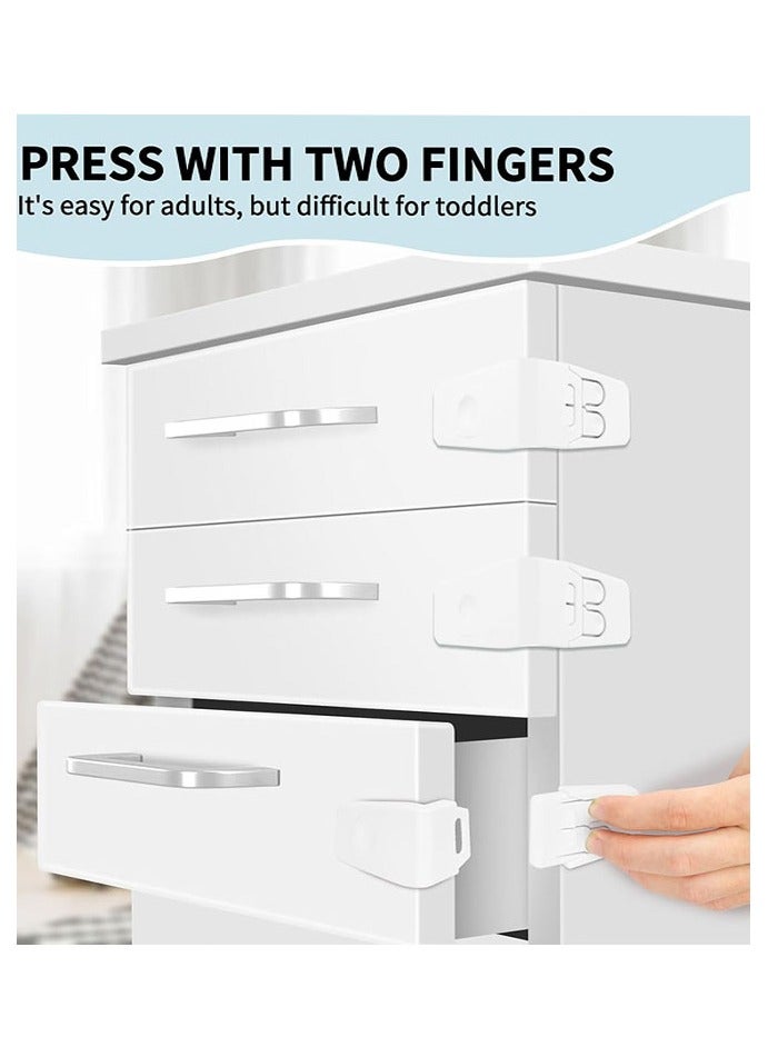 Captaintech Cabinet Locks for Babies, 4 PCS Child Proof Cabinet Locks Child Safety Locks for Cabinets Baby Proofing Angle Type Drawer Locks Latches with Strong Adhesive for Drawers Doors Cabinets, White - Image 4