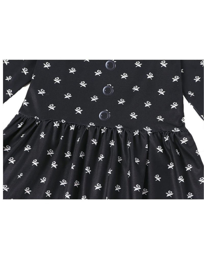 SYOSI Cosplay Party Dress for Kids, Dress Matches Crossbody Bag, Black and white Polka Dot Dress, Suitable for Costume Parties and Stage Shows - Image 5