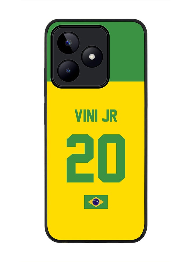 Stylizedd Rugged Black edge case for Realme C51 / Realme Note 50 4G, Slim fit Soft Cover - Football Team - Brazil, Player Name - Vini Jr - Image 1
