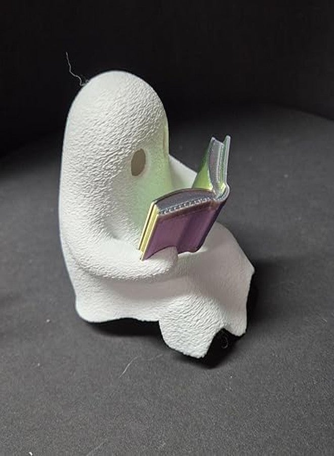 3D CRAFT 3D Printed Ghost Reading Night Light – Cute LED Glow Ghost Lamp for Kids Bedroom & Bookshelf – Cartoon Spooky Desk Decoration Halloween & Home Décor Gift for Book Lovers - Image 3