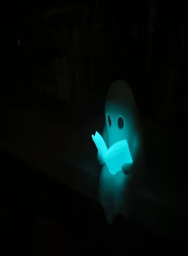 3D CRAFT 3D Printed Ghost Reading Night Light – Cute LED Glow Ghost Lamp for Kids Bedroom & Bookshelf – Cartoon Spooky Desk Decoration Halloween & Home Décor Gift for Book Lovers - Image 4