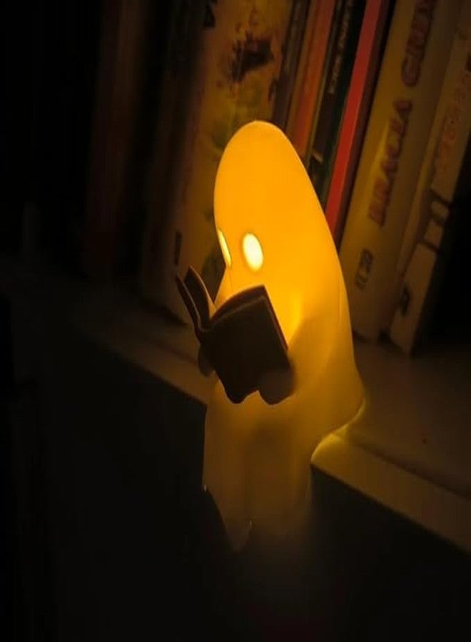 3D CRAFT 3D Printed Ghost Reading Night Light – Cute LED Glow Ghost Lamp for Kids Bedroom & Bookshelf – Cartoon Spooky Desk Decoration Halloween & Home Décor Gift for Book Lovers - Image 1