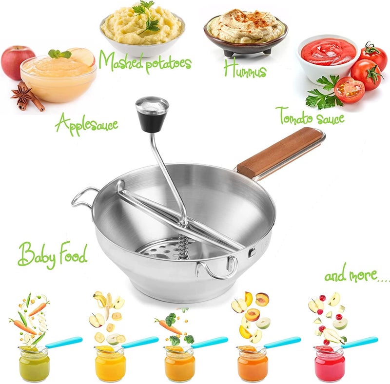 Bezrat Food Mill - Stainless Steel Kitchen Mill with 3 Discs for Mashing, Straining & Grating Fruits & Vegetables | Easy to Clean & Durable Quality - Image 4