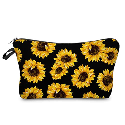 FITINI Makeup Bag Sunflowers Travel Small Portable Cosmetic Organizer Pouch for Women Girls Zipper Waterproof Clutch Toiletry Storage Purse - Image 1