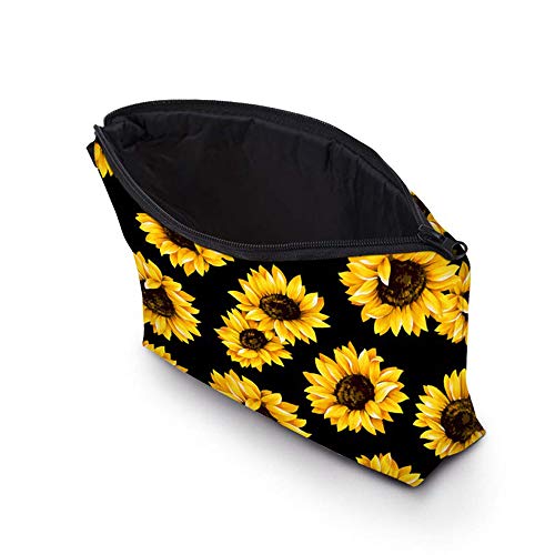 FITINI Makeup Bag Sunflowers Travel Small Portable Cosmetic Organizer Pouch for Women Girls Zipper Waterproof Clutch Toiletry Storage Purse - Image 3