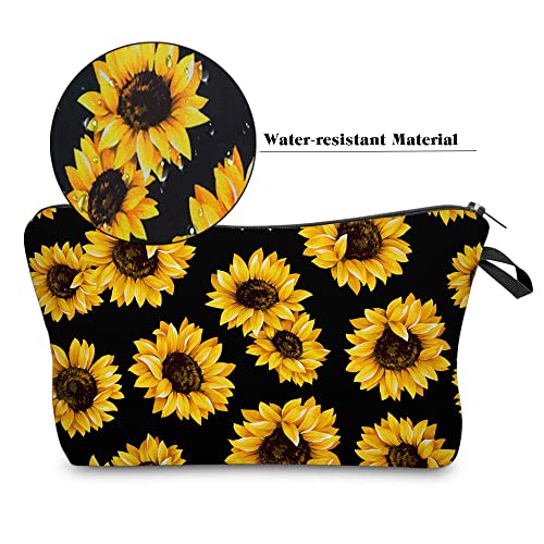 FITINI Makeup Bag Sunflowers Travel Small Portable Cosmetic Organizer Pouch for Women Girls Zipper Waterproof Clutch Toiletry Storage Purse - Image 5