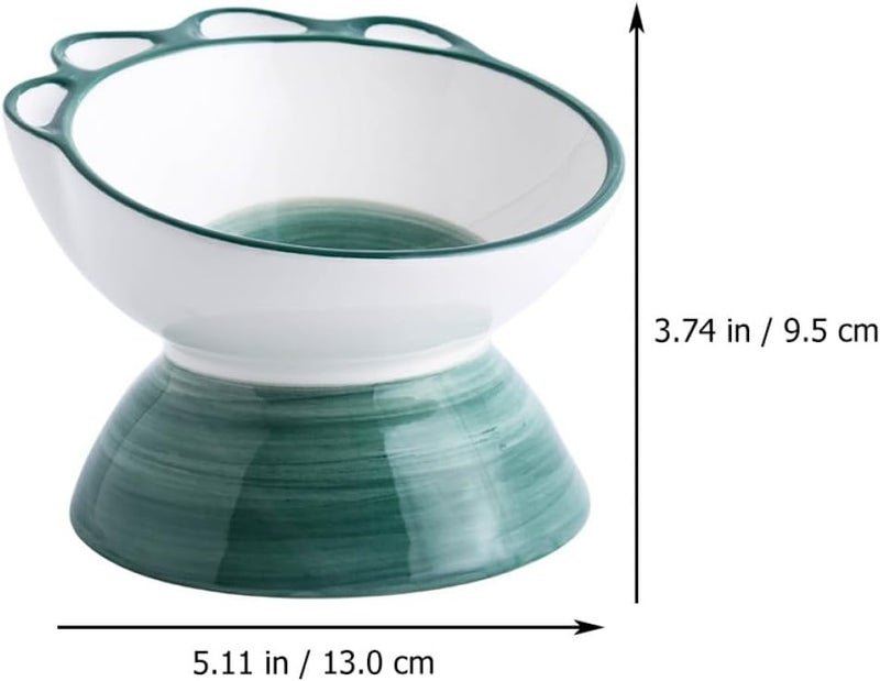 BESTonZON Dinosaur Claw Elevated Ceramic Cat Bowl Small Green Pet Feeding Bowl for Cats and Dogs Sturdy Non-Slip Pet Supplies Suitable for Daily Feeding - Image 2