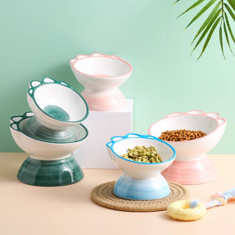 BESTonZON Dinosaur Claw Elevated Ceramic Cat Bowl Small Green Pet Feeding Bowl for Cats and Dogs Sturdy Non-Slip Pet Supplies Suitable for Daily Feeding - Image 5