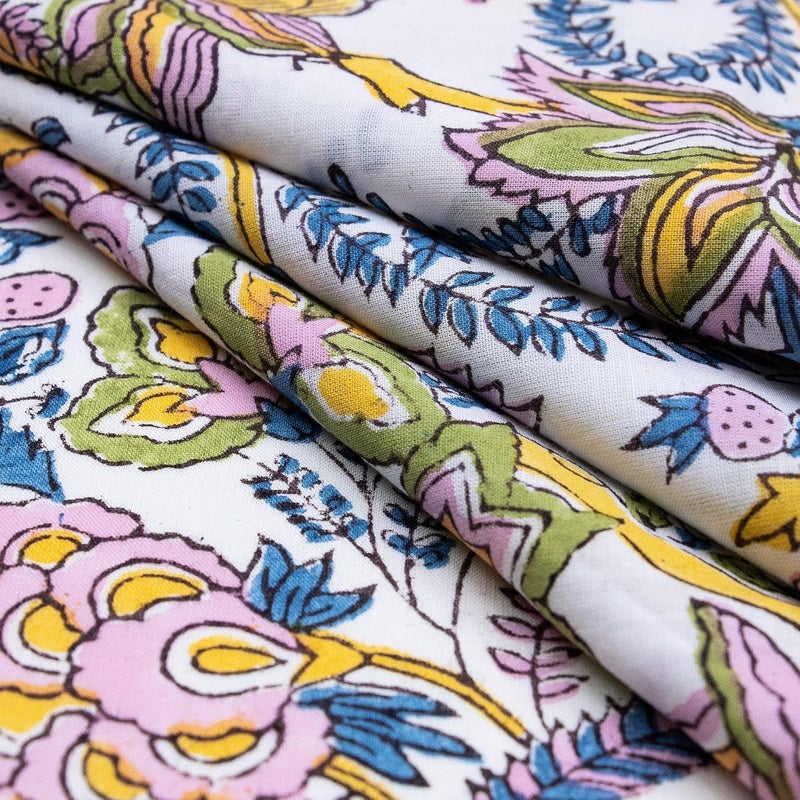 DMAASA Multi Floral Hand Block Print Running Fabric Women Dress Making Long 44 Inch Wide Clothing Piece for Women Kurti Top Men Shirt Cushion and Pillow Covers Table Cover Craft Making 5 Meter - Image 4