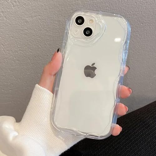KC Back Cover for Vivo Y28s 5G - New Curly Wave Frame Shape Shockproof Bumper Soft Silicone Case with Camera Protection (Transparent) - Image 3