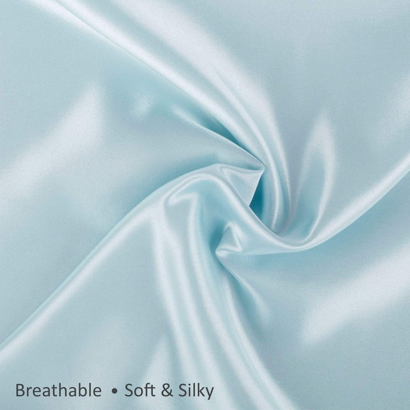 SHOPBEDDING ShopBedding Luxury Satin Pillowcase for Hair - Standard Satin Pillowcase with Zipper  Baby Blue (Pillowcase Set of 2) - Blissford  - Image 4