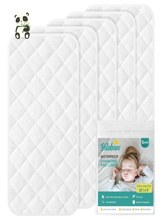 Biloban Changing Pad Liner - 5 Pack (Improved Thickness) 14" x 26" Superior Viscose Terry Surface, Waterproof & Absorbent Diaper Changing pad Liners - Image 1