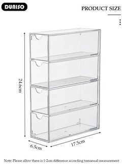 DUNISO Sunglasses Organizer, Acrylic Sunglasses Case Storage Box with 4 Clear Divided Drawers, Stackable Clear Eyeglass Case, Eyeglass Storage Display Holder, Makeup Display Organizer for Sunglasses/Eye Glass/ Jewelry/ Cosmetic/ Watch/ Eyeshadow  - Image 4