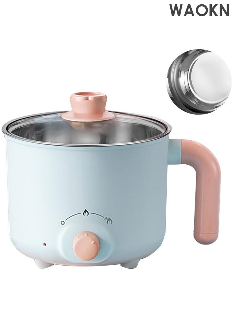 1.8L Electric Hot Pot with Steamer and Temperature Control Non-Stick Electric Cooker Shabu Shabu, Electric Skillet,Frying Pan,Electric Saucepan,for Noodles, Egg, Steak, Saute, Steam, Oatmeal and Soup