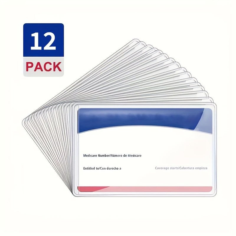 12 Pack Transparent Protective Sleeves for Cards Credit Cards Business ID PVC - Image 1
